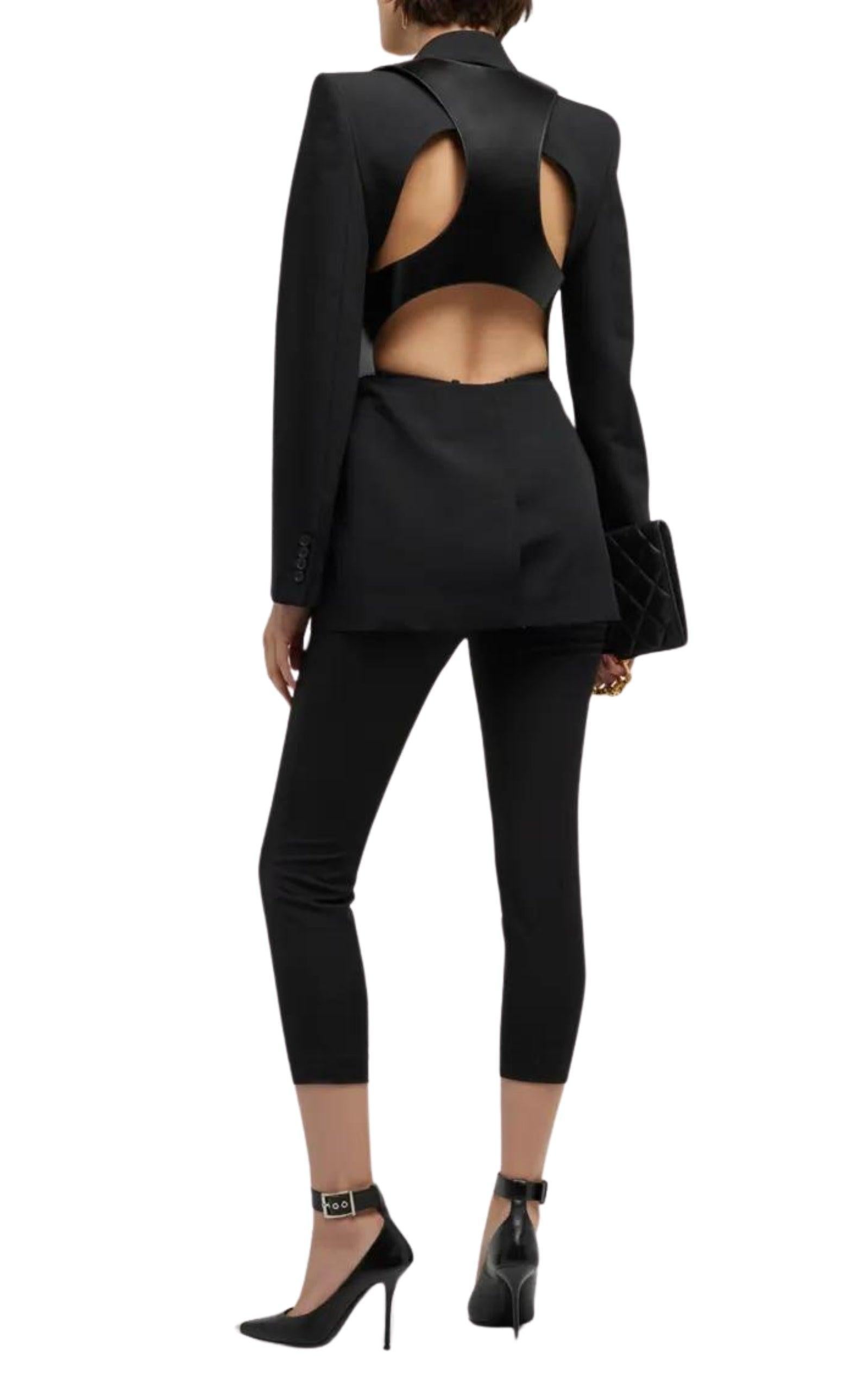 Noir Alexander McQueen Blazer décolleté à simple boutonnage IT42 en vente