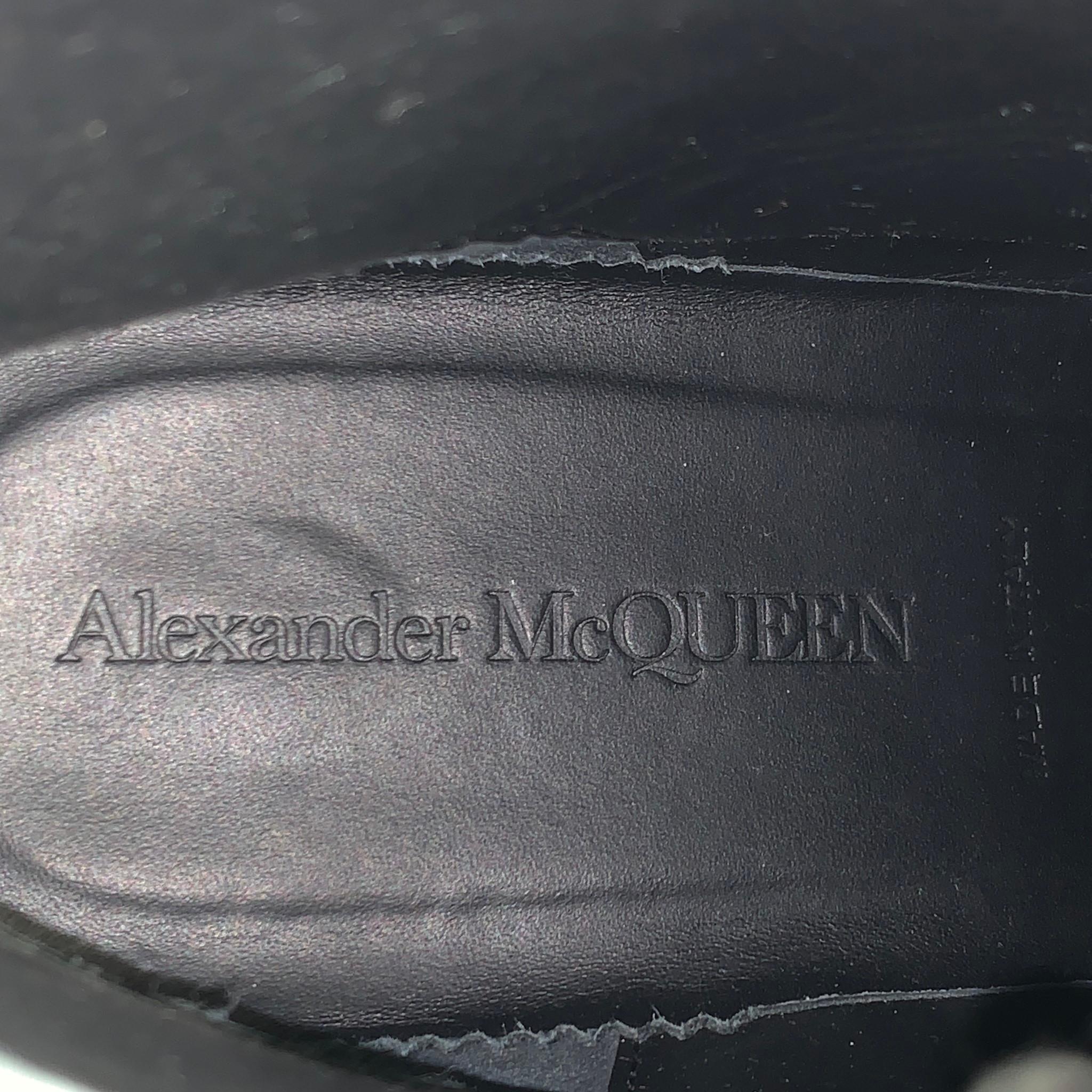 ALEXANDER MCQUEEN Size 11 Black Contrast Stitch Leather Lace Up Boots 1