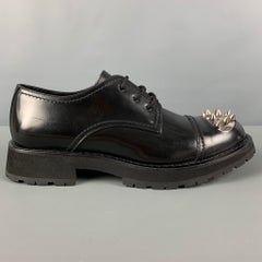 ALEXANDER MCQUEEN Size 12 Black Silver Spikes Leather Lace Up Shoes