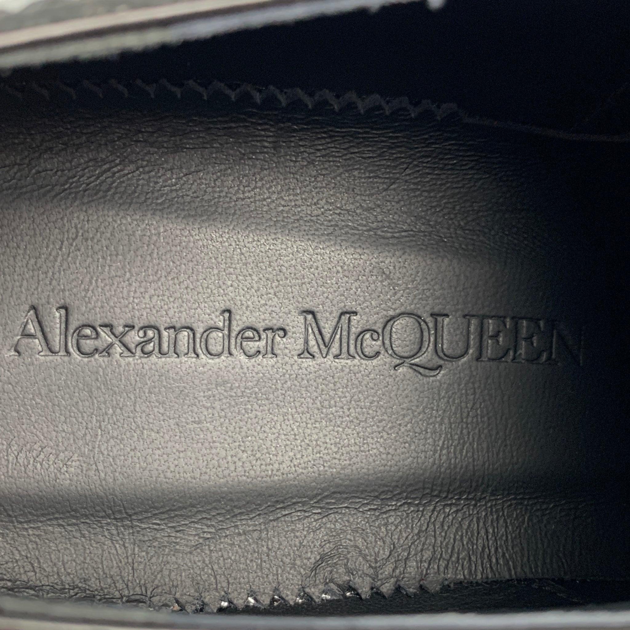 ALEXANDER MCQUEEN Size 12 Black Silver Spikes Leather Lace Up Shoes For Sale 3