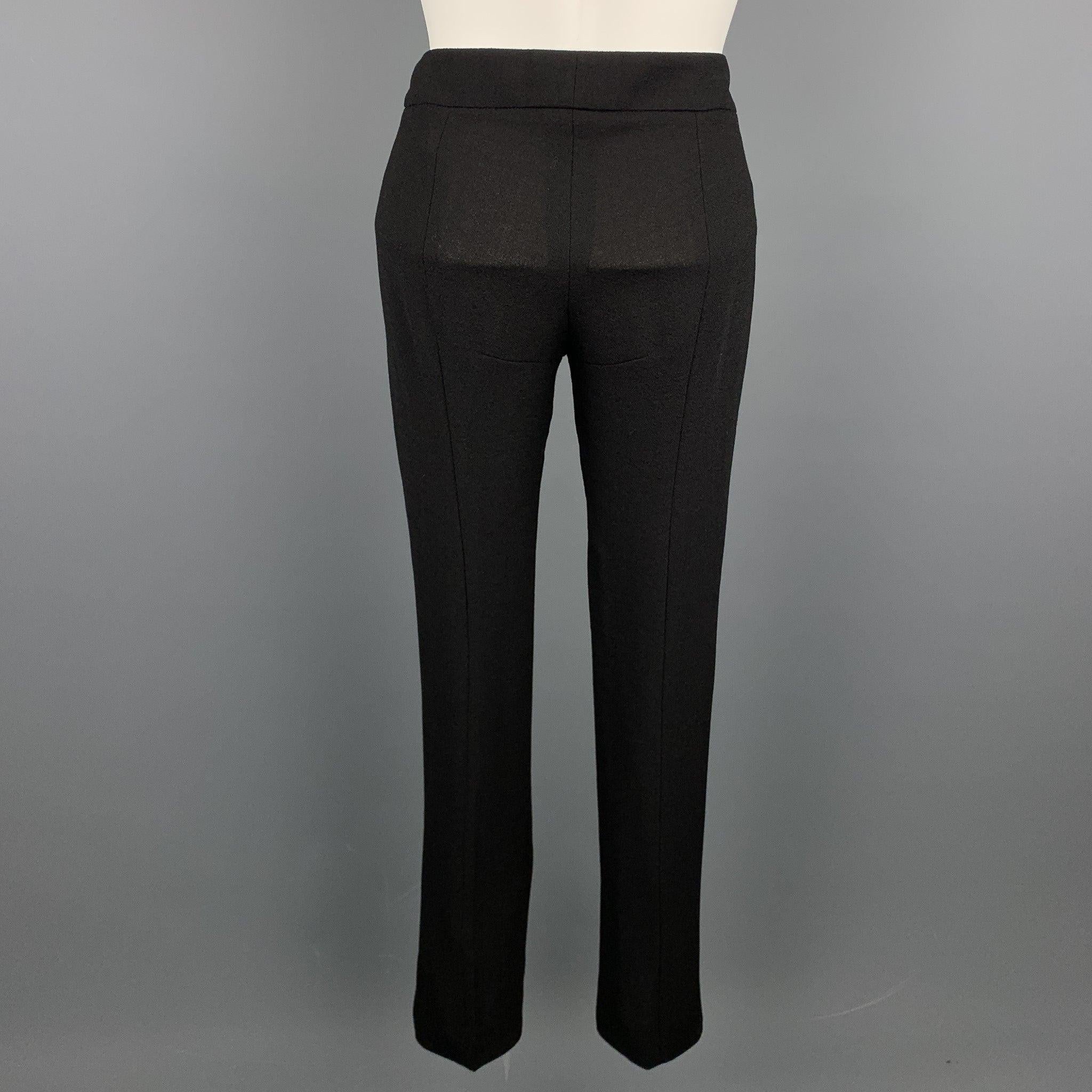 ALEXANDER MCQUEEN Size 2 Black Crepe Straight Leg Dress Pants In Good Condition For Sale In San Francisco, CA