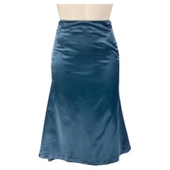ALEXANDER MCQUEEN Size 2 Blue Silk Cotton Pleated Skirt