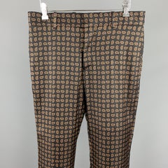 ALEXANDER MCQUEEN Size 30 Black Paisley Wool / Silk Zip Fly Casual Pants