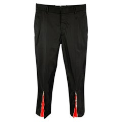 ALEXANDER MCQUEEN Size 30 Black Red Cotton Zip Fly Dress Pants