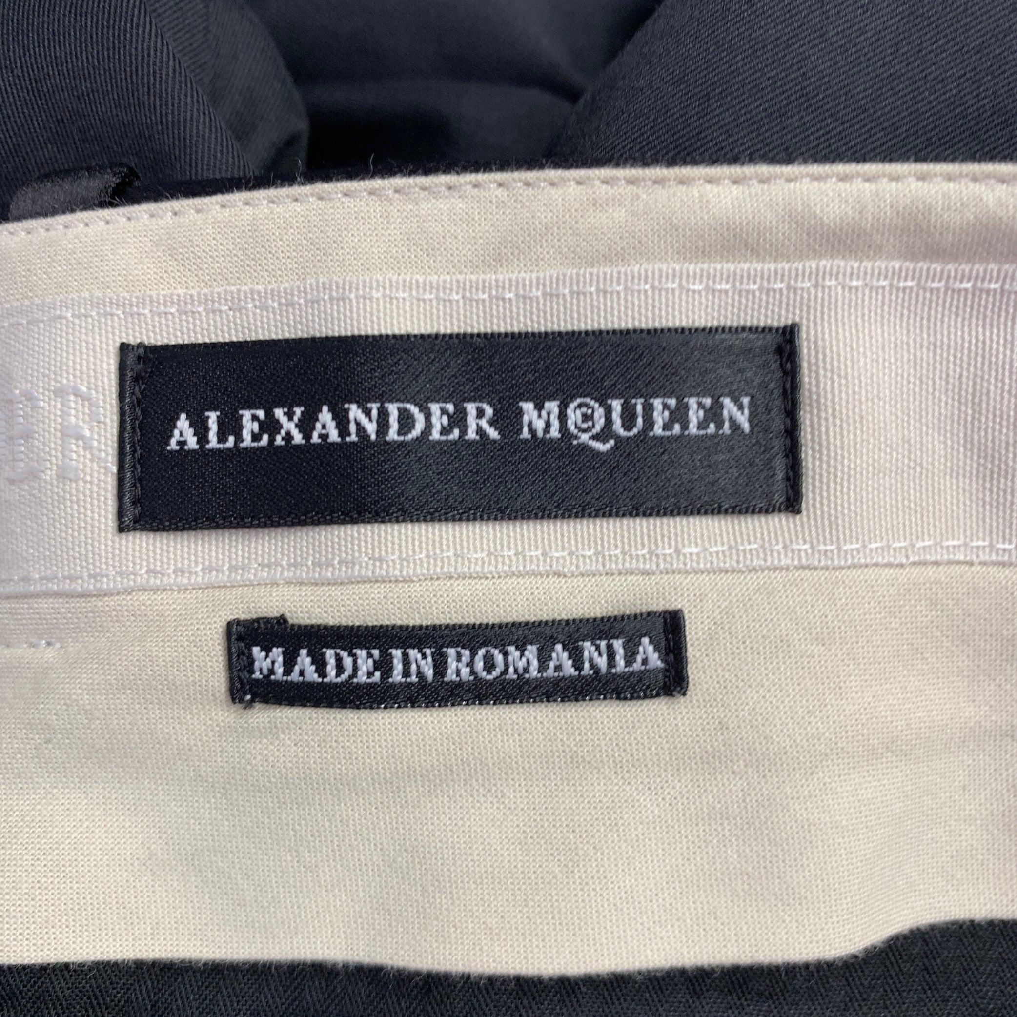 ALEXANDER MCQUEEN Size 32 Black Cotton Tuxedo Dress Pants In Excellent Condition In San Francisco, CA