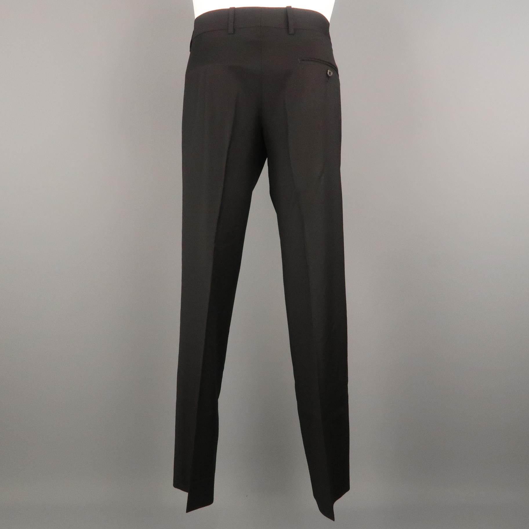 Men's ALEXANDER MCQUEEN Size 32 Black Solid Wool 32 Zip Fly Dress Pants