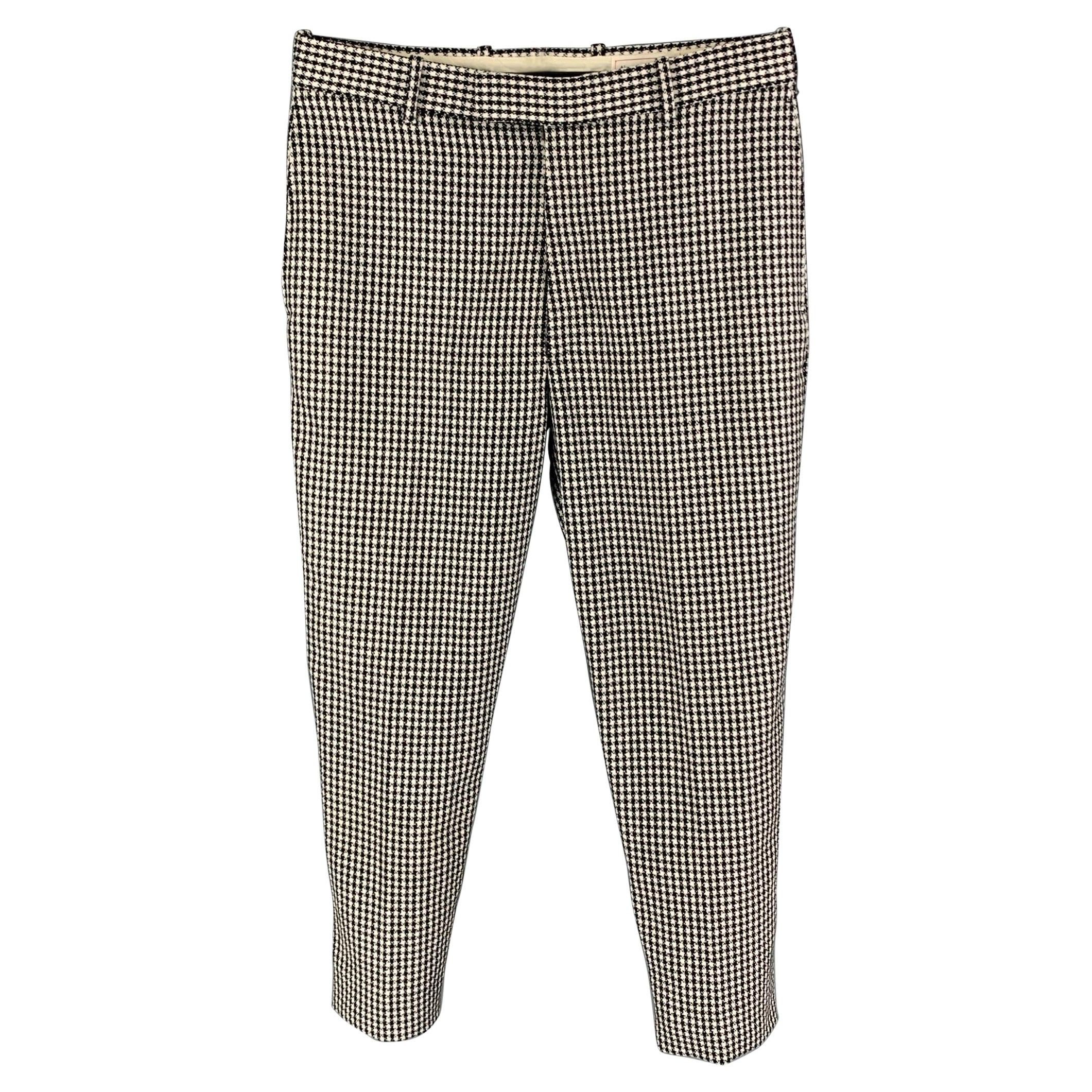 ALEXANDER MCQUEEN Size 32 Black White Houndstooth Wool Dress Pants