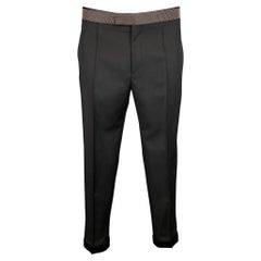 ALEXANDER MCQUEEN Size 34 Black Beaded Wool / Mohair Zip Fly Dress Pants