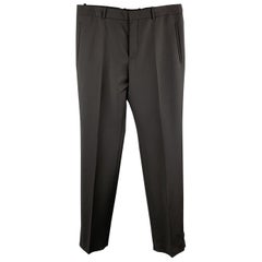 ALEXANDER MCQUEEN Size 34 Black Solid Wool / Mohair Button Fly Dress Pants