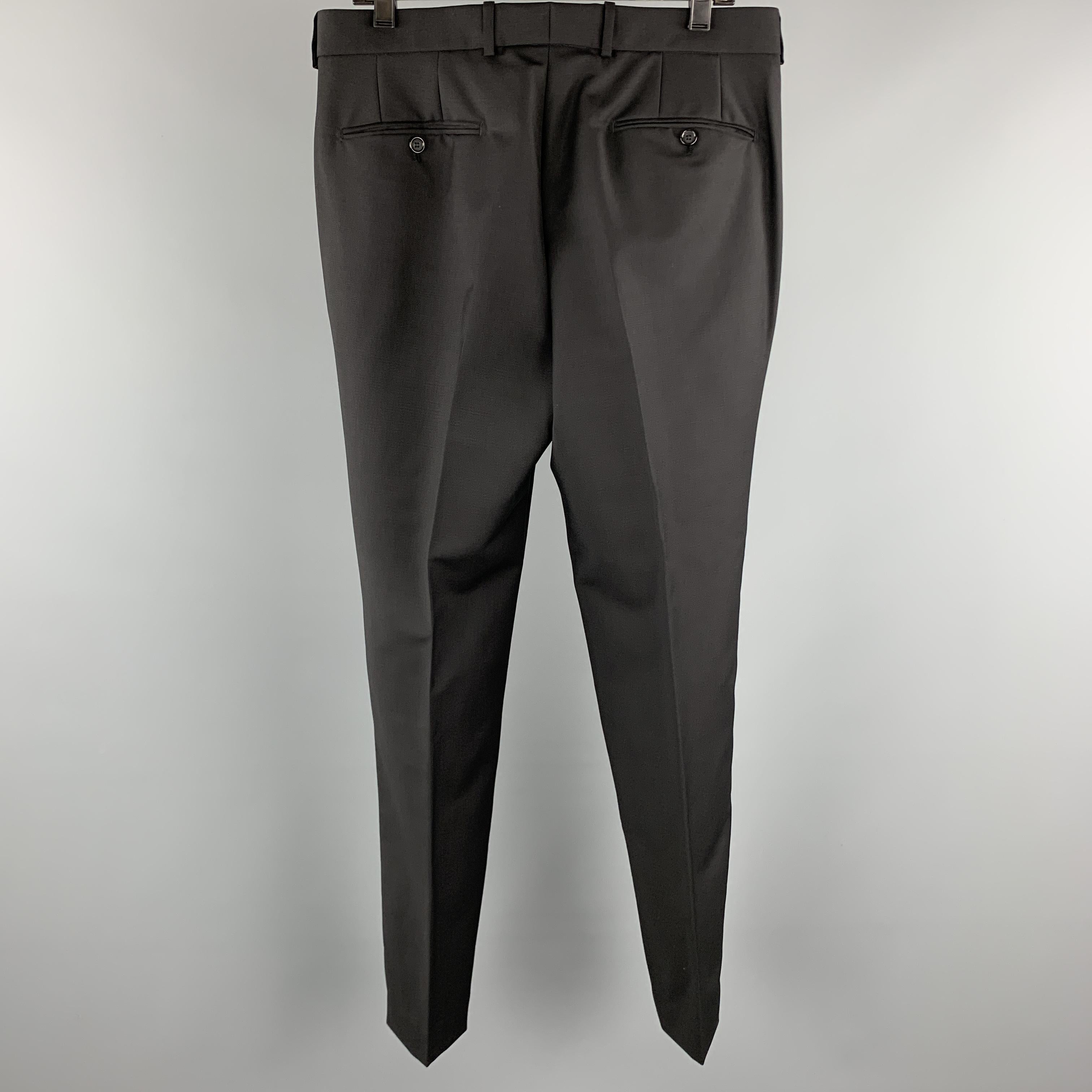 ALEXANDER MCQUEEN Size 34 Black Wool / Mohair Zip Fly Dress Pants In Excellent Condition In San Francisco, CA