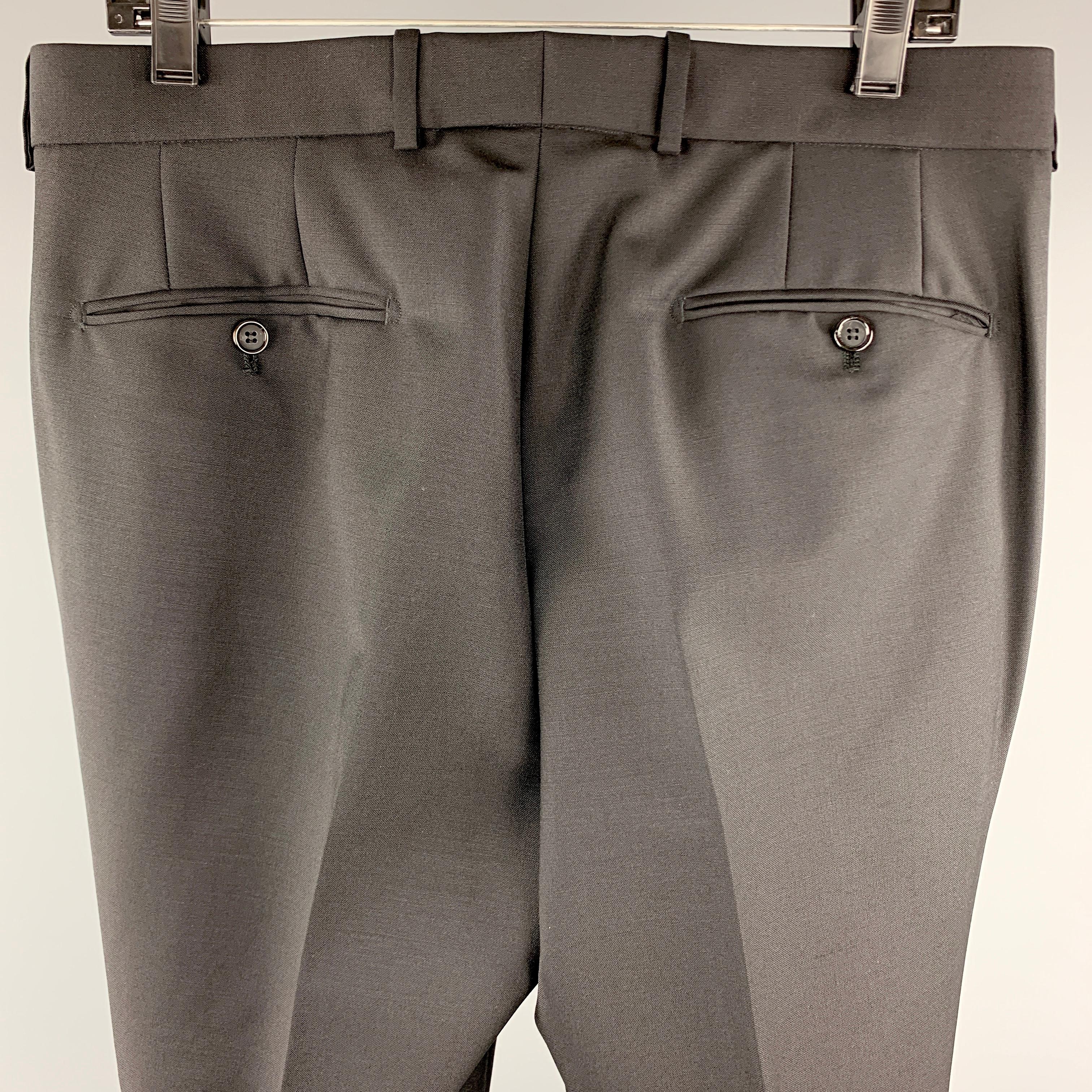Men's ALEXANDER MCQUEEN Size 34 Black Wool / Mohair Zip Fly Dress Pants