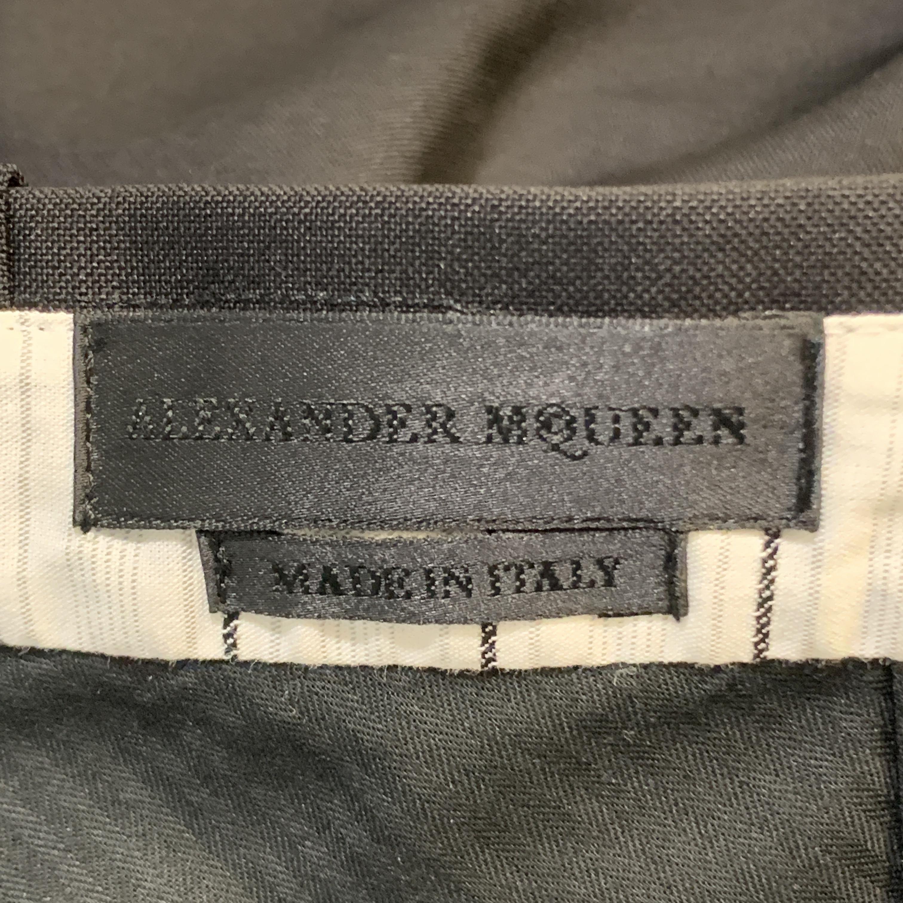 ALEXANDER MCQUEEN Size 34 Black Wool / Mohair Zip Fly Dress Pants 2