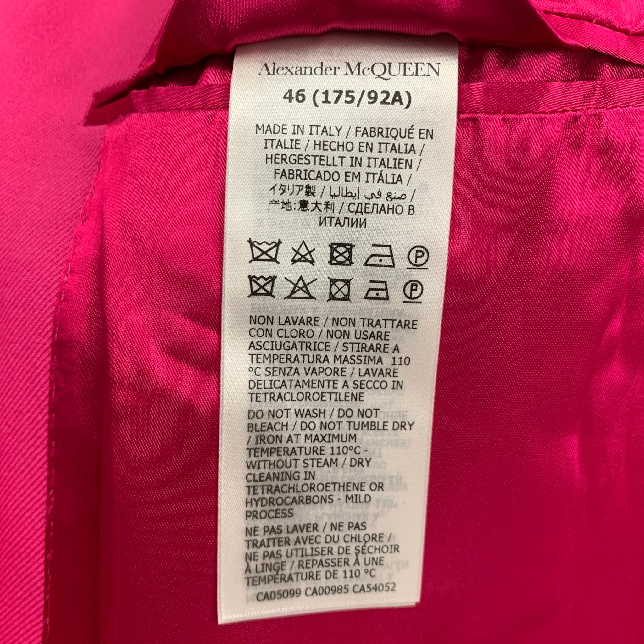ALEXANDER MCQUEEN Size 36 Pink Wool Peak Lapel Asymmetric Suit 2