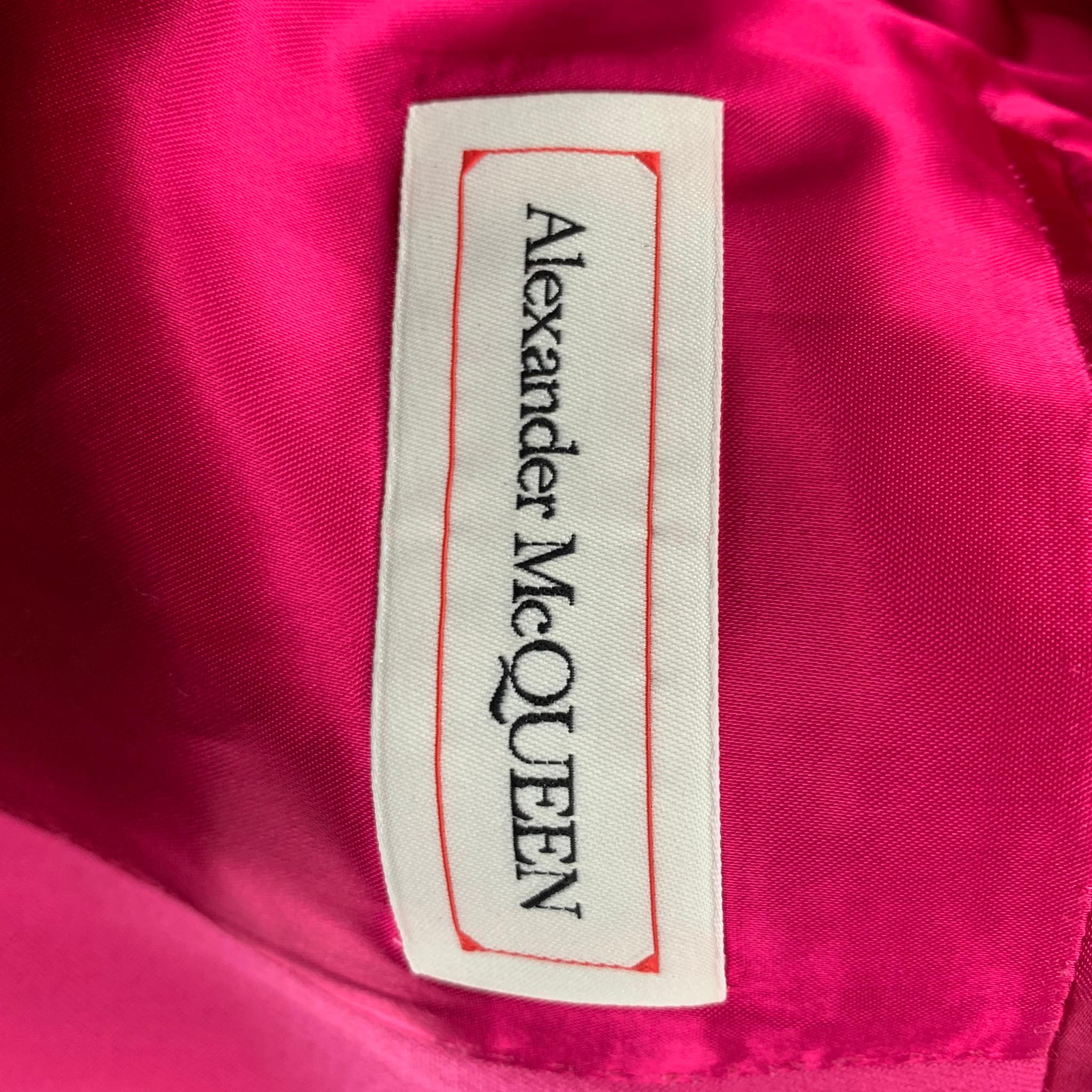 ALEXANDER MCQUEEN Size 36 Pink Wool Peak Lapel Asymmetric Suit 4