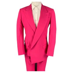 ALEXANDER MCQUEEN Size 36 Pink Wool Peak Lapel Asymmetric Suit