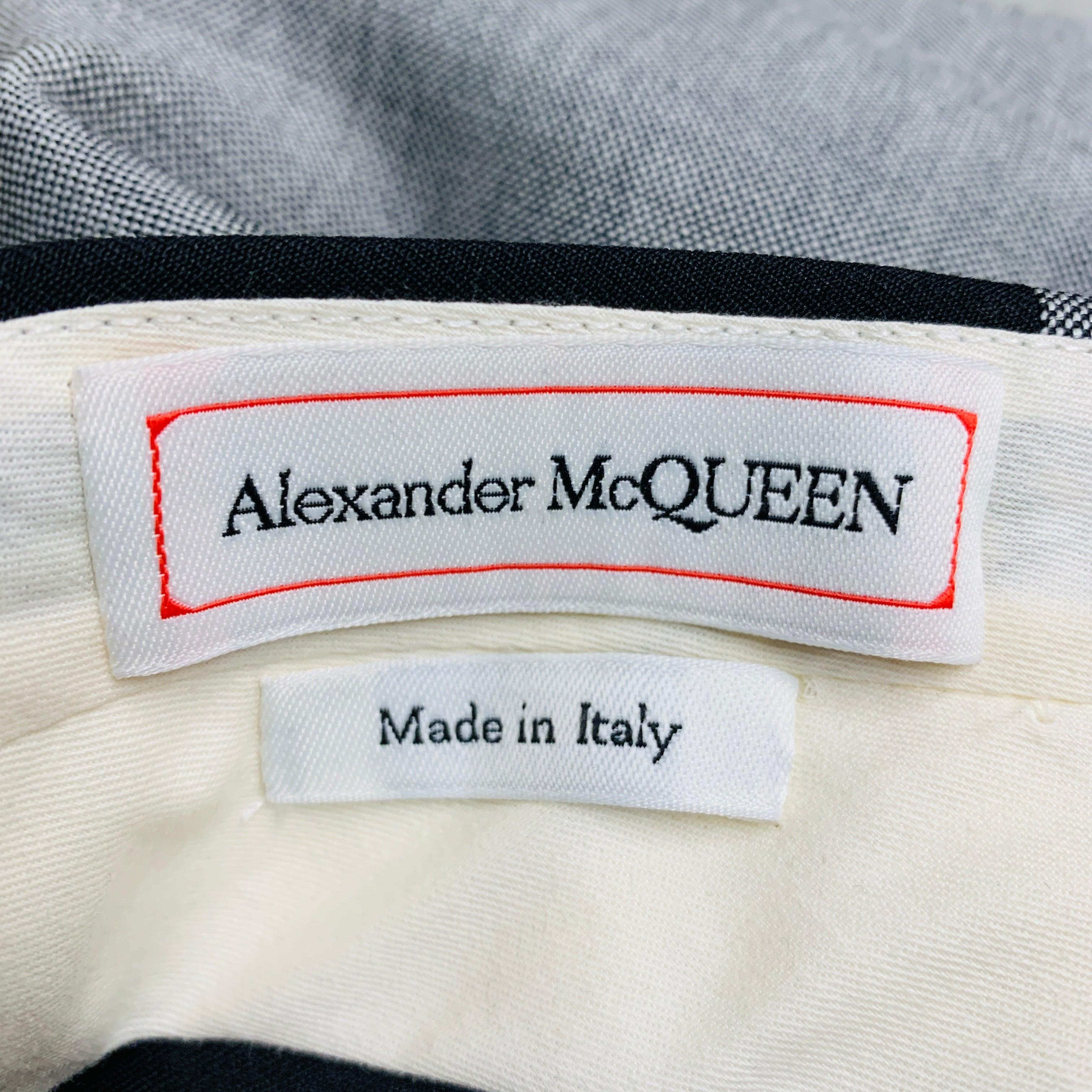 ALEXANDER MCQUEEN Size 38 Black Grey Two Tone Wool Flat Front Dress Pants For Sale 1