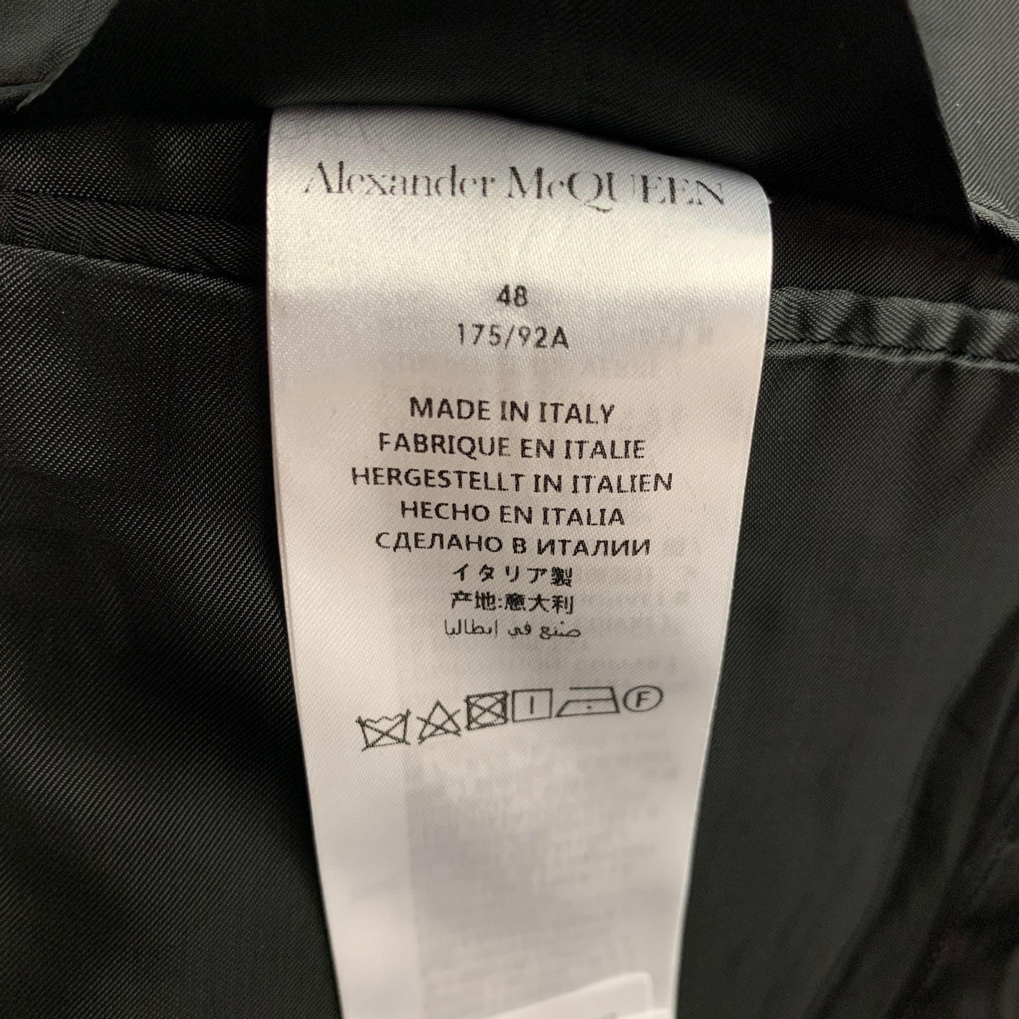 ALEXANDER MCQUEEN Size 38 Black Silver Stripe Wool Blend Notch Lapel Suit 4