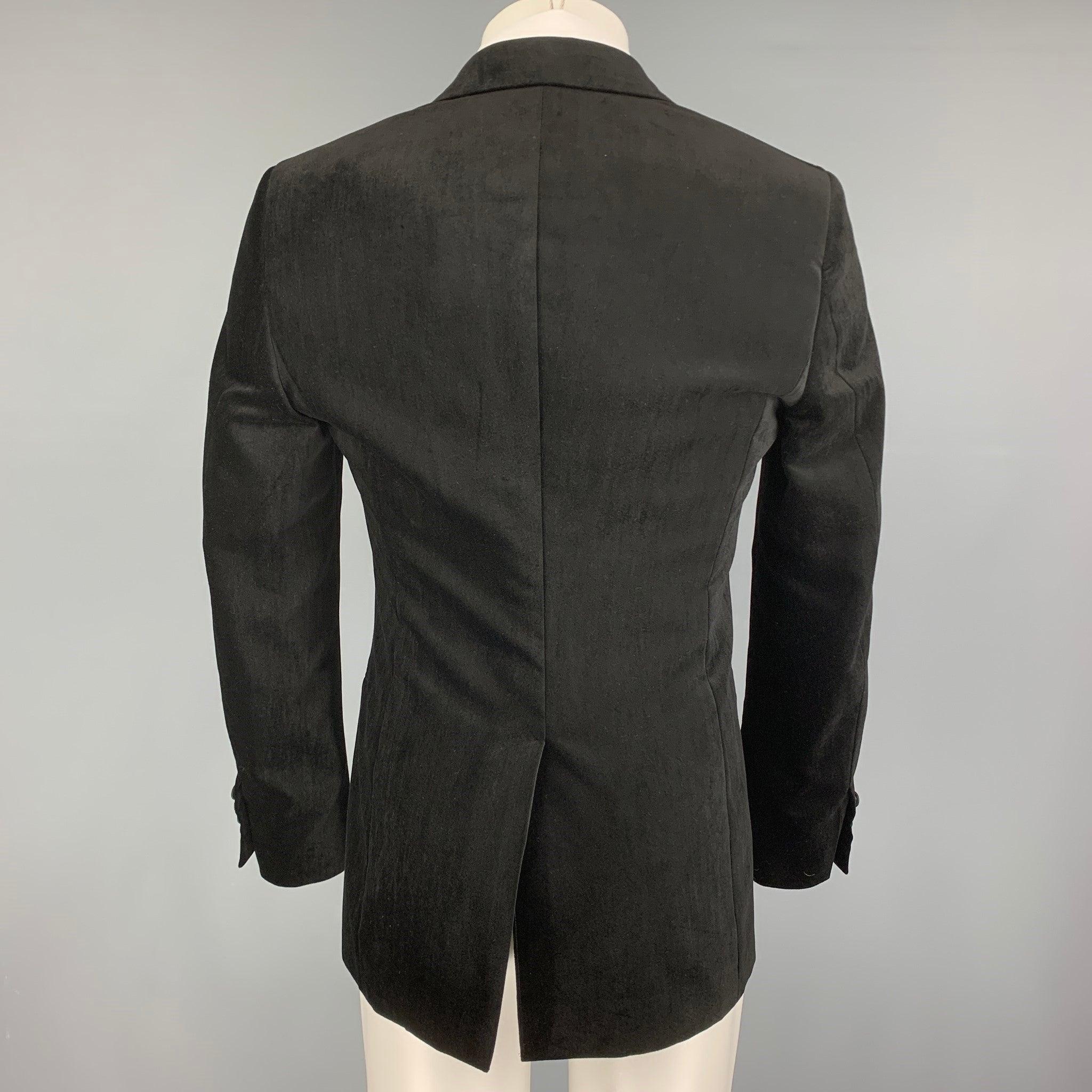 ALEXANDER MCQUEEN Size 38 Black Velvet Cotton Blend Sport Coat In Good Condition For Sale In San Francisco, CA