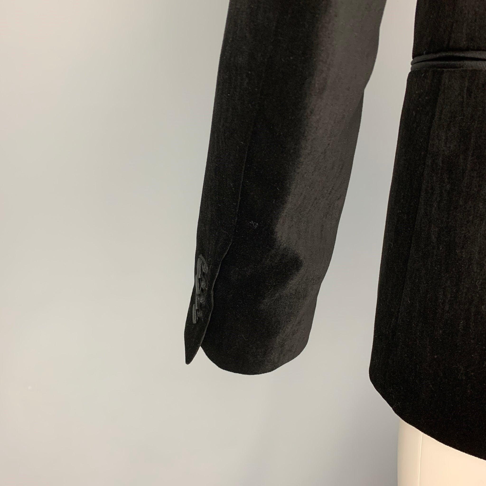 Men's ALEXANDER MCQUEEN Size 38 Black Velvet Cotton Blend Sport Coat For Sale