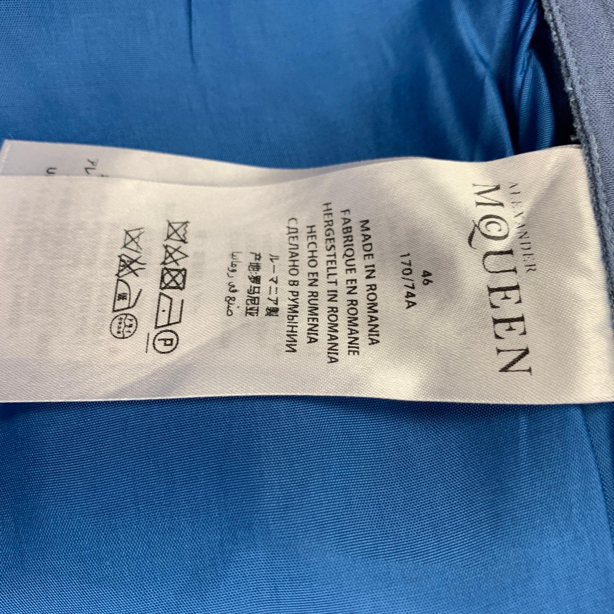 ALEXANDER MCQUEEN Size 38 Blue Mohair Silk Peak Lapel Suit For Sale 6