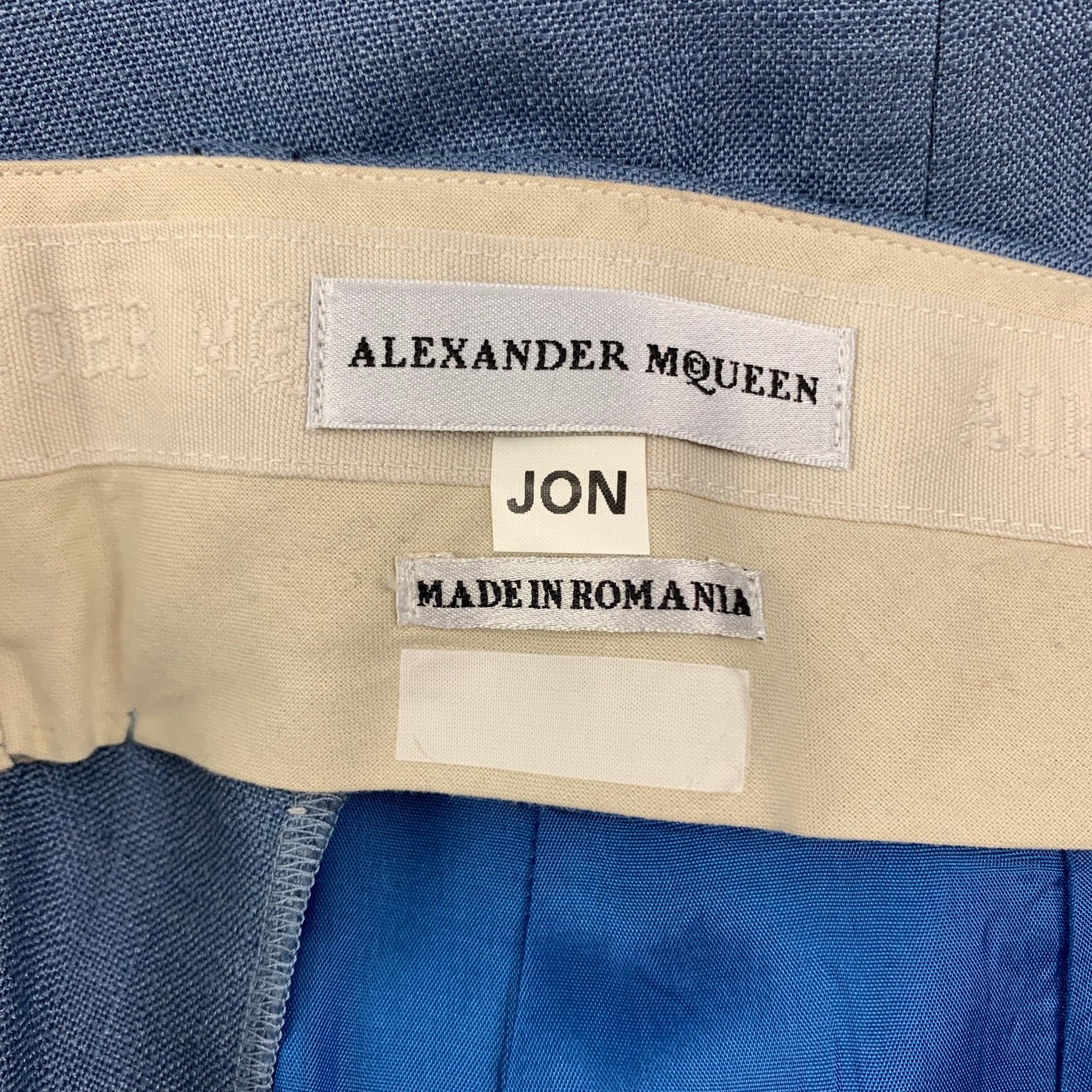 ALEXANDER MCQUEEN Size 38 Blue Mohair Silk Peak Lapel Suit 7