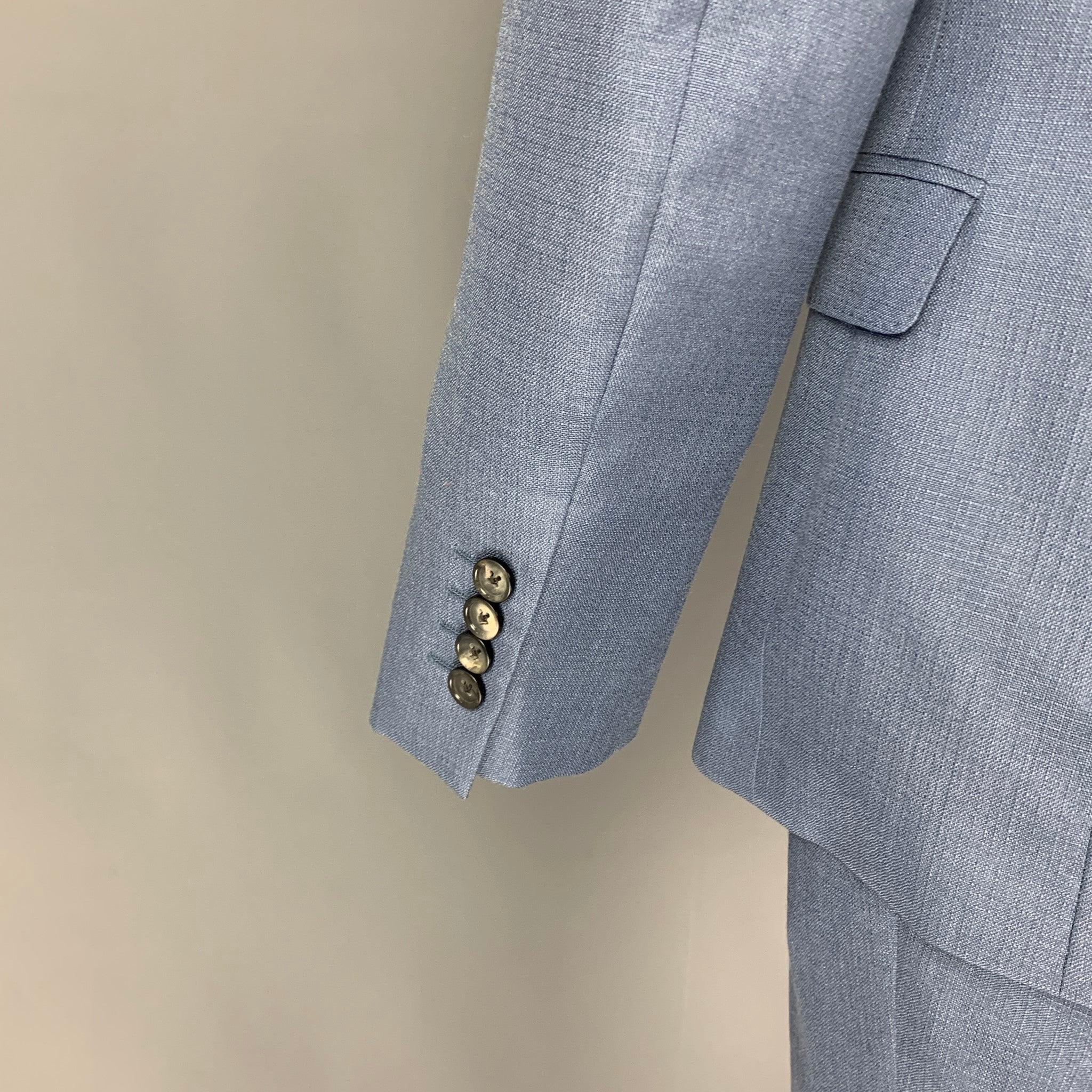 Men's ALEXANDER MCQUEEN Size 38 Blue Mohair Silk Peak Lapel Suit For Sale