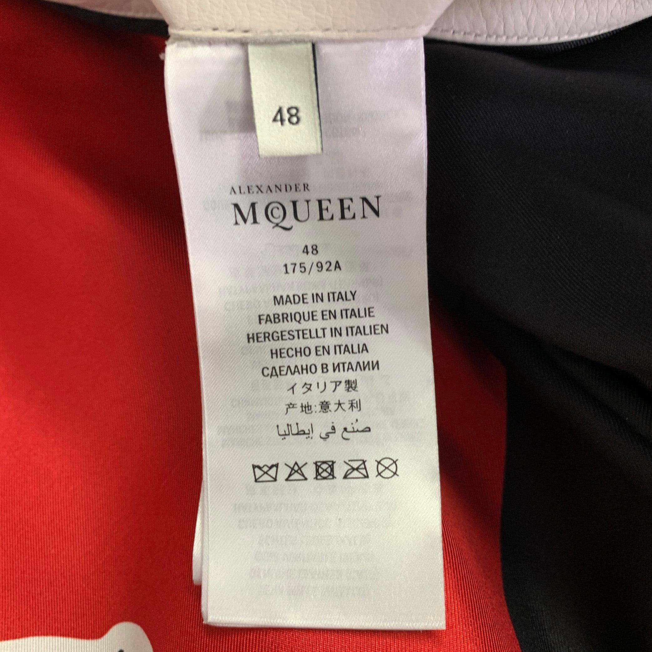 ALEXANDER MCQUEEN Size 38 Off White Leather Biker Jacket 7
