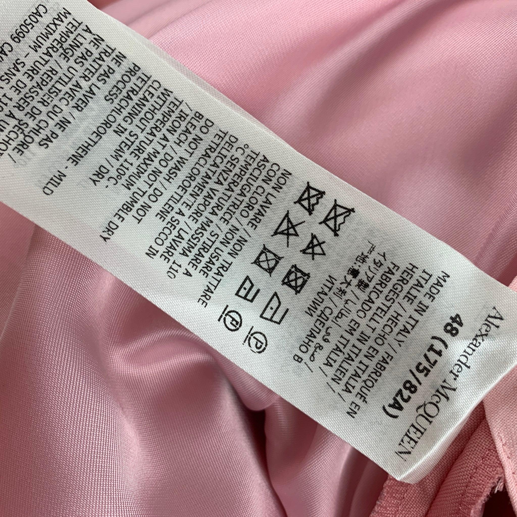 ALEXANDER MCQUEEN Size 38 Pink Wool Mohair Notch Lapel Suit 6