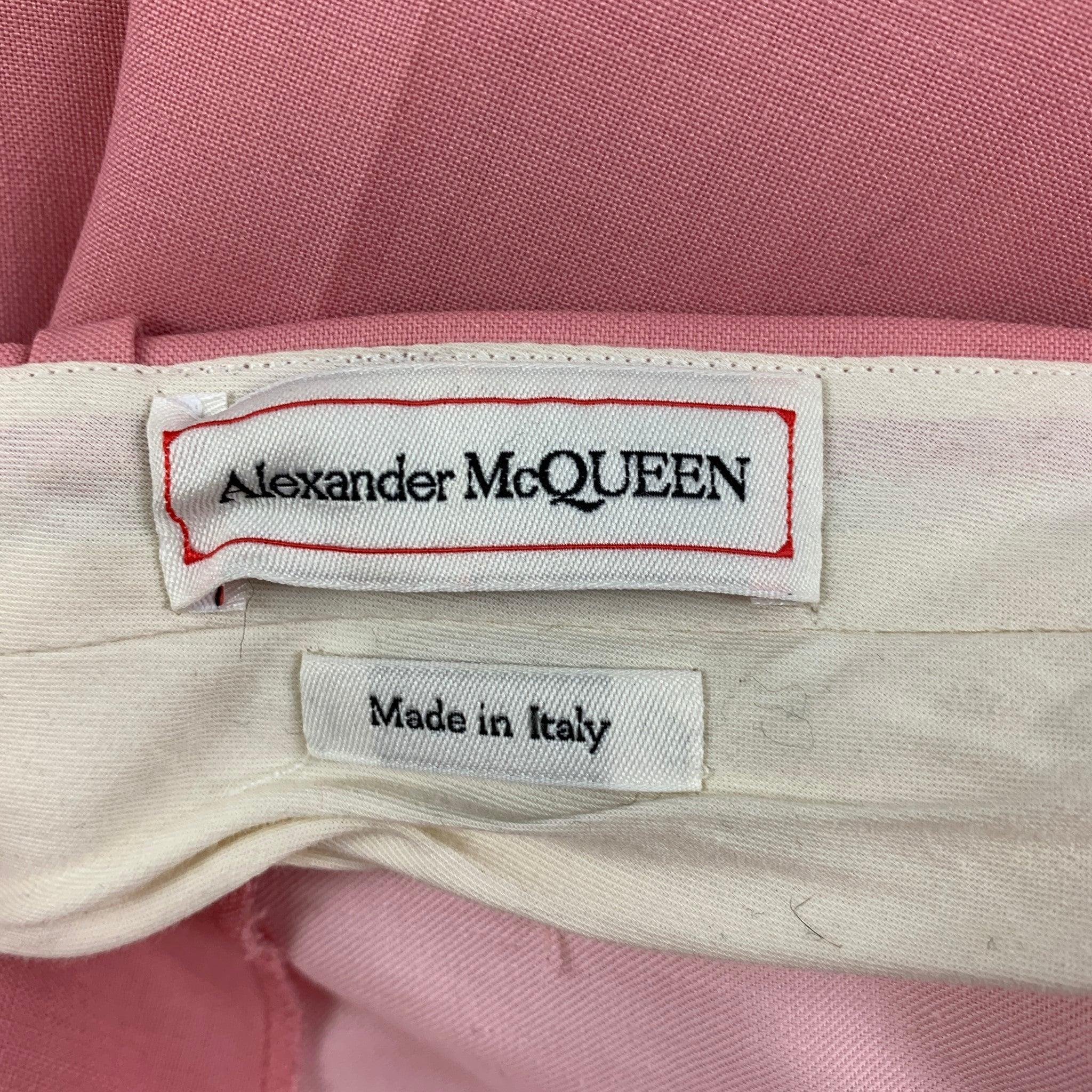 ALEXANDER MCQUEEN Size 38 Pink Wool Mohair Notch Lapel Suit 7