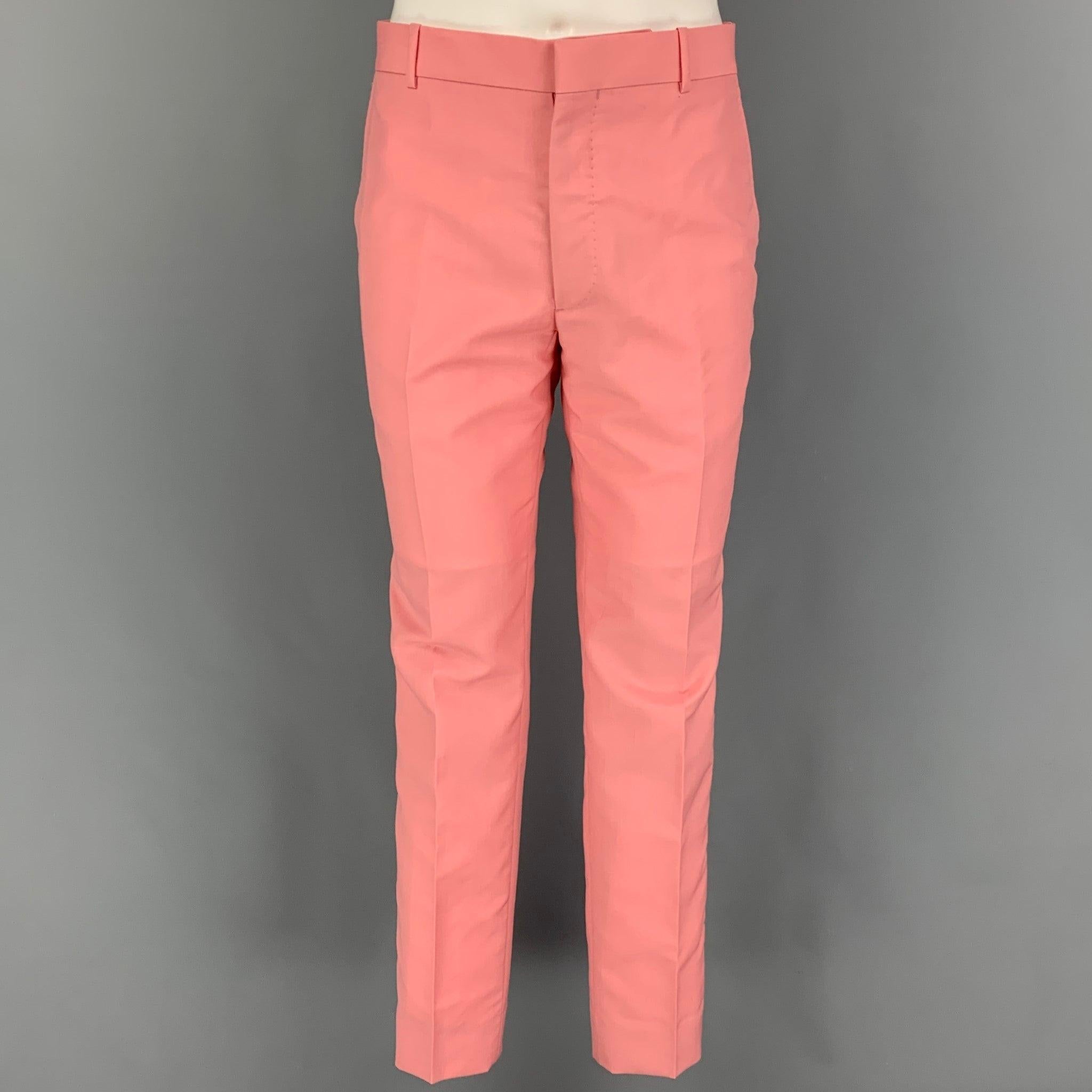 ALEXANDER MCQUEEN Size 38 Pink Wool Mohair Notch Lapel Suit 1
