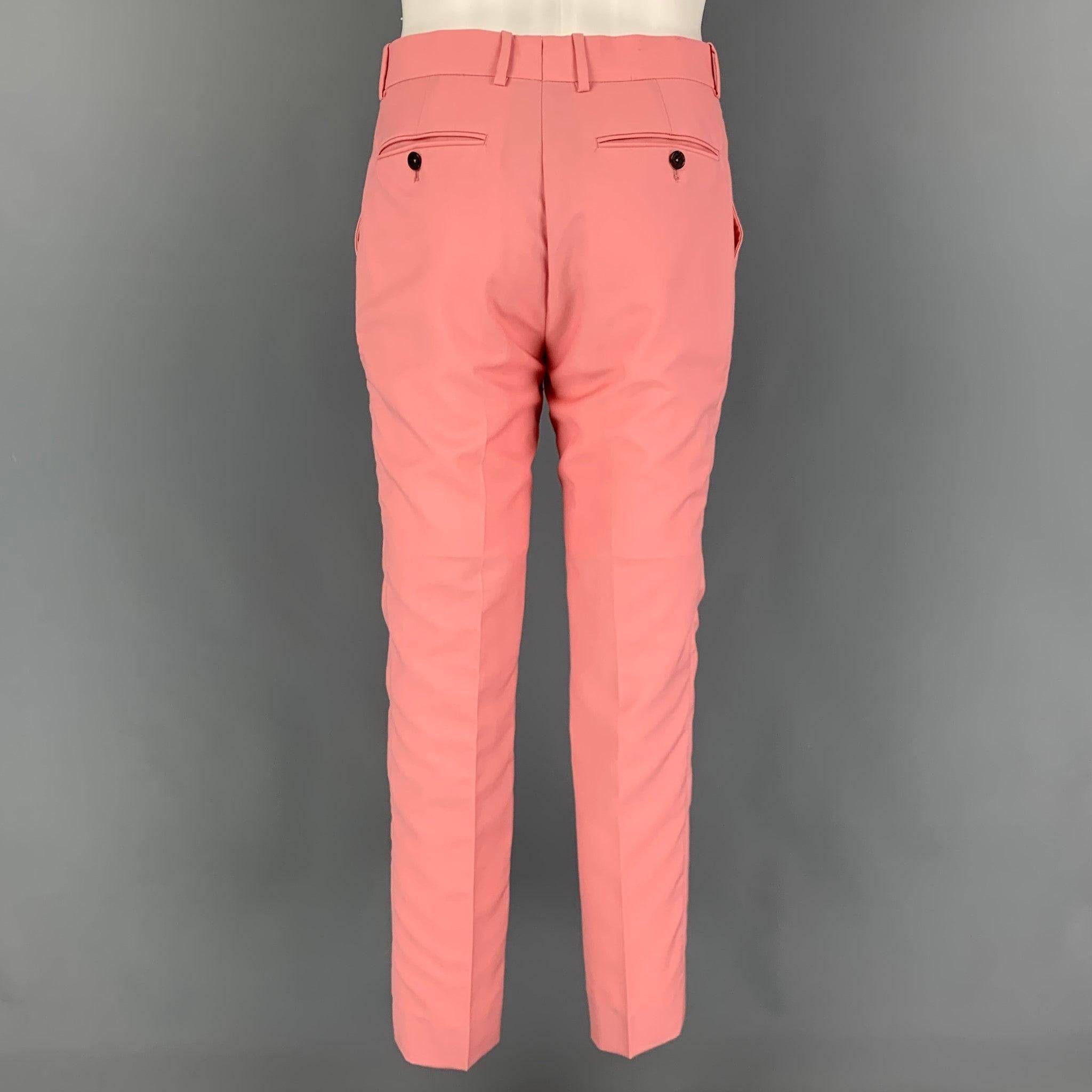 ALEXANDER MCQUEEN Size 38 Pink Wool Mohair Notch Lapel Suit 2
