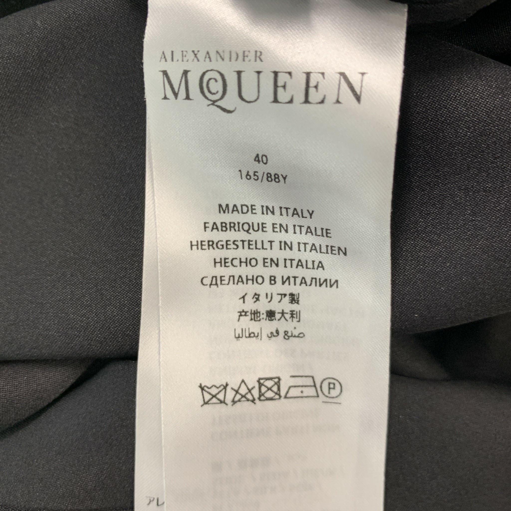 ALEXANDER MCQUEEN Size 4 Black Silk Solid Open Collar Blouse 1