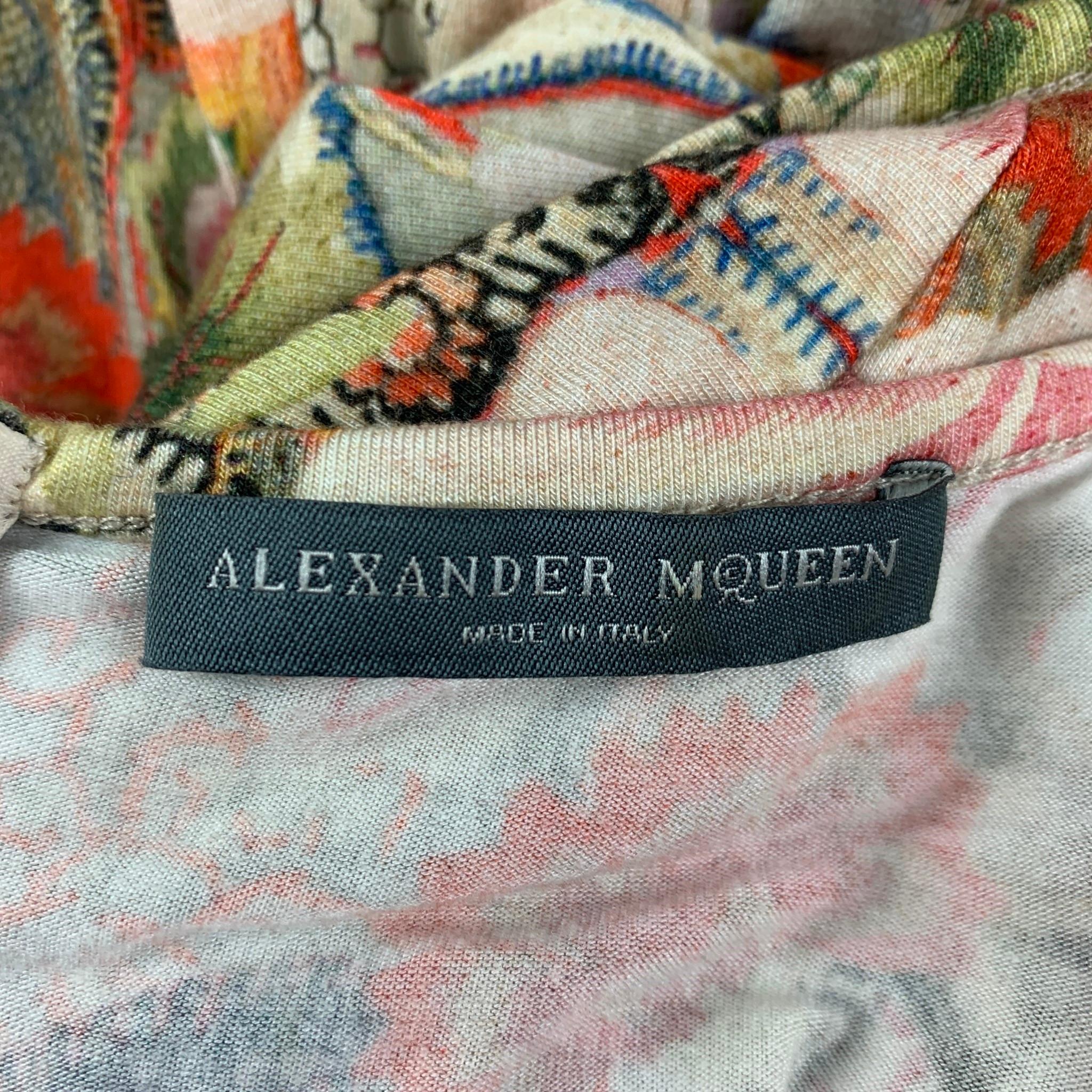 Beige ALEXANDER MCQUEEN Size 4 Multi-Color Abstract Floral Rayon Blend Dress