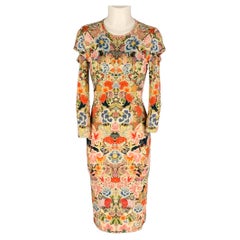 ALEXANDER MCQUEEN Size 4 Multi-Color Abstract Floral Rayon Blend Dress