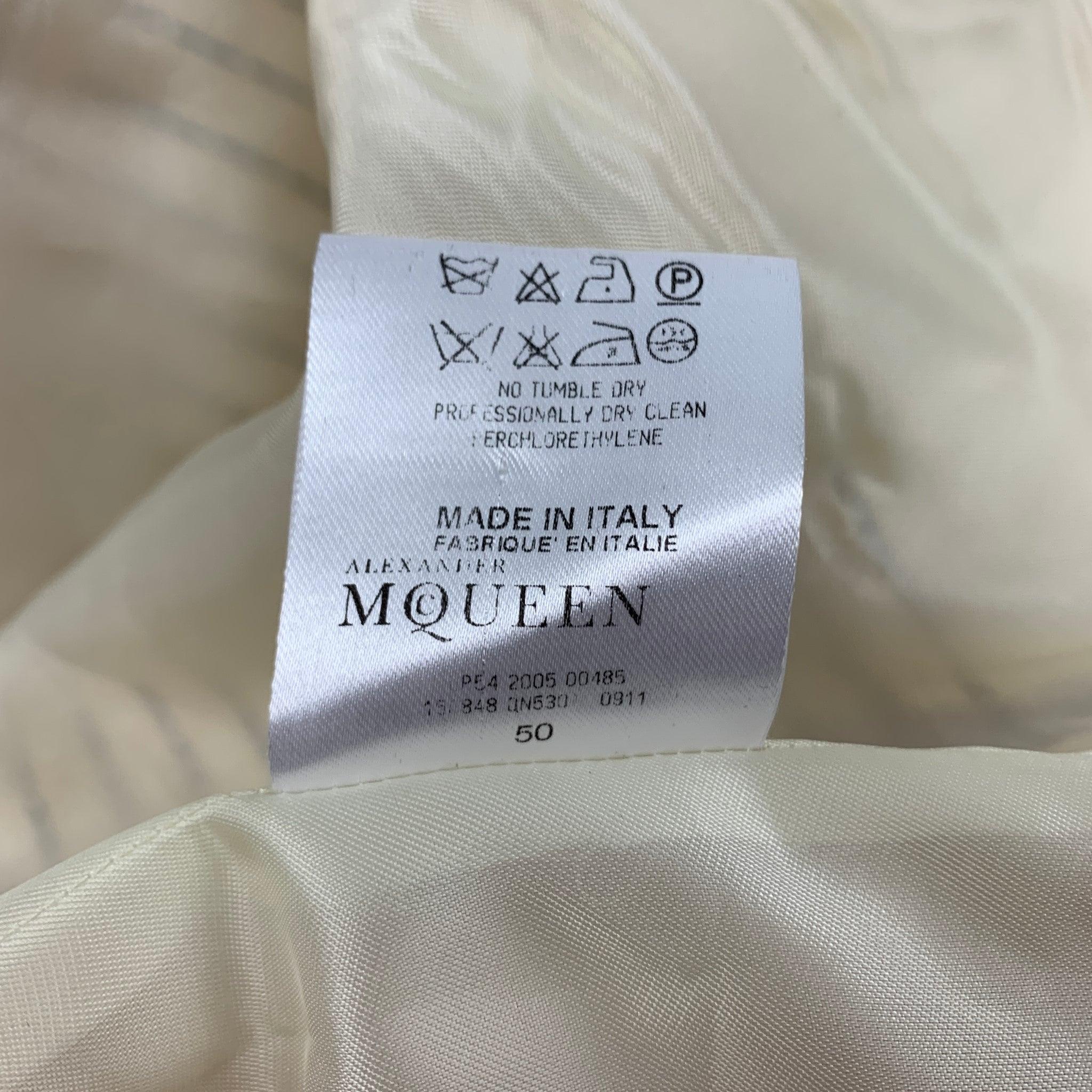 ALEXANDER MCQUEEN Size 40 Beige Jacquard Silk Buttoned Vest 2