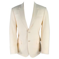 ALEXANDER MCQUEEN Talla 40 Abrigo deportivo de lana beige de un solo pecho
