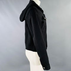 ALEXANDER MCQUEEN Size 40 Black Red Twill Cotton Blend Denim Jacket