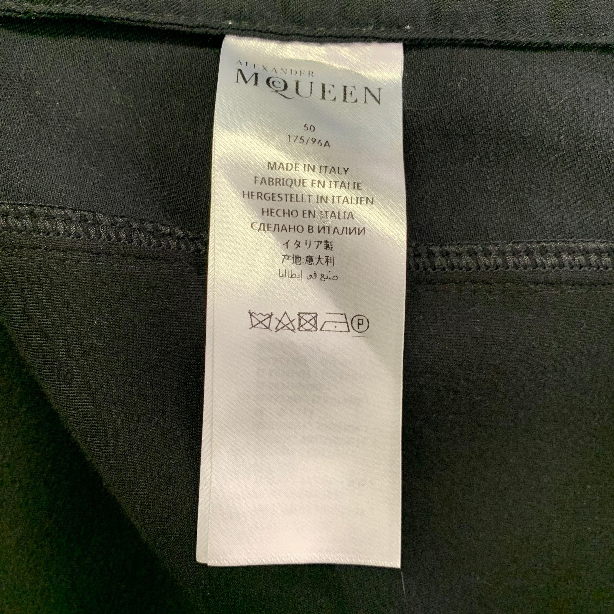 ALEXANDER MCQUEEN Size 40 Black Red Twill Cotton Blend Denim Jacket For Sale 2