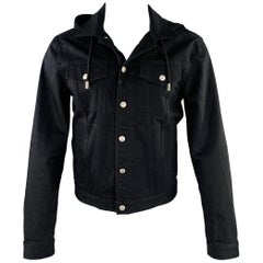 ALEXANDER MCQUEEN Denimjacke aus Baumwollmischung in Schwarz und Rot aus Twill, Größe 40