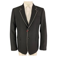 ALEXANDER MCQUEEN Size 40 Black White Stripe Wool Mohair Sport Coat
