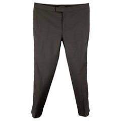 ALEXANDER MCQUEEN Talla 40 Negro Lana Mohair Pantalones de vestir de esmoquin