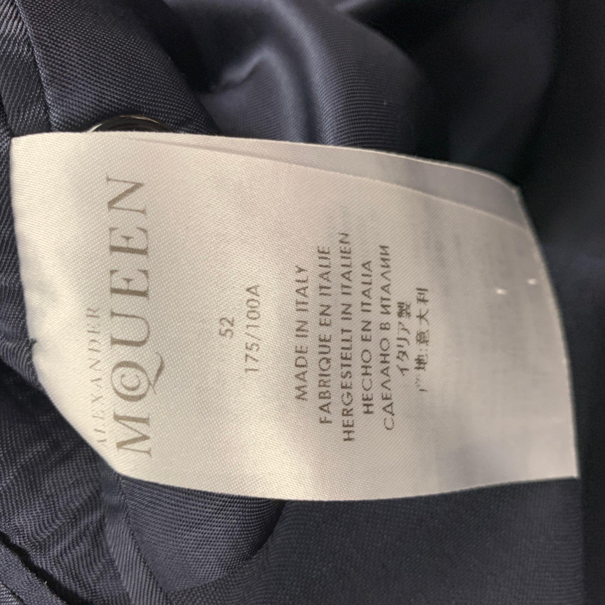 ALEXANDER MCQUEEN Size 42 Navy Wool Mohair Notch Lapel Sport Coat For Sale 1