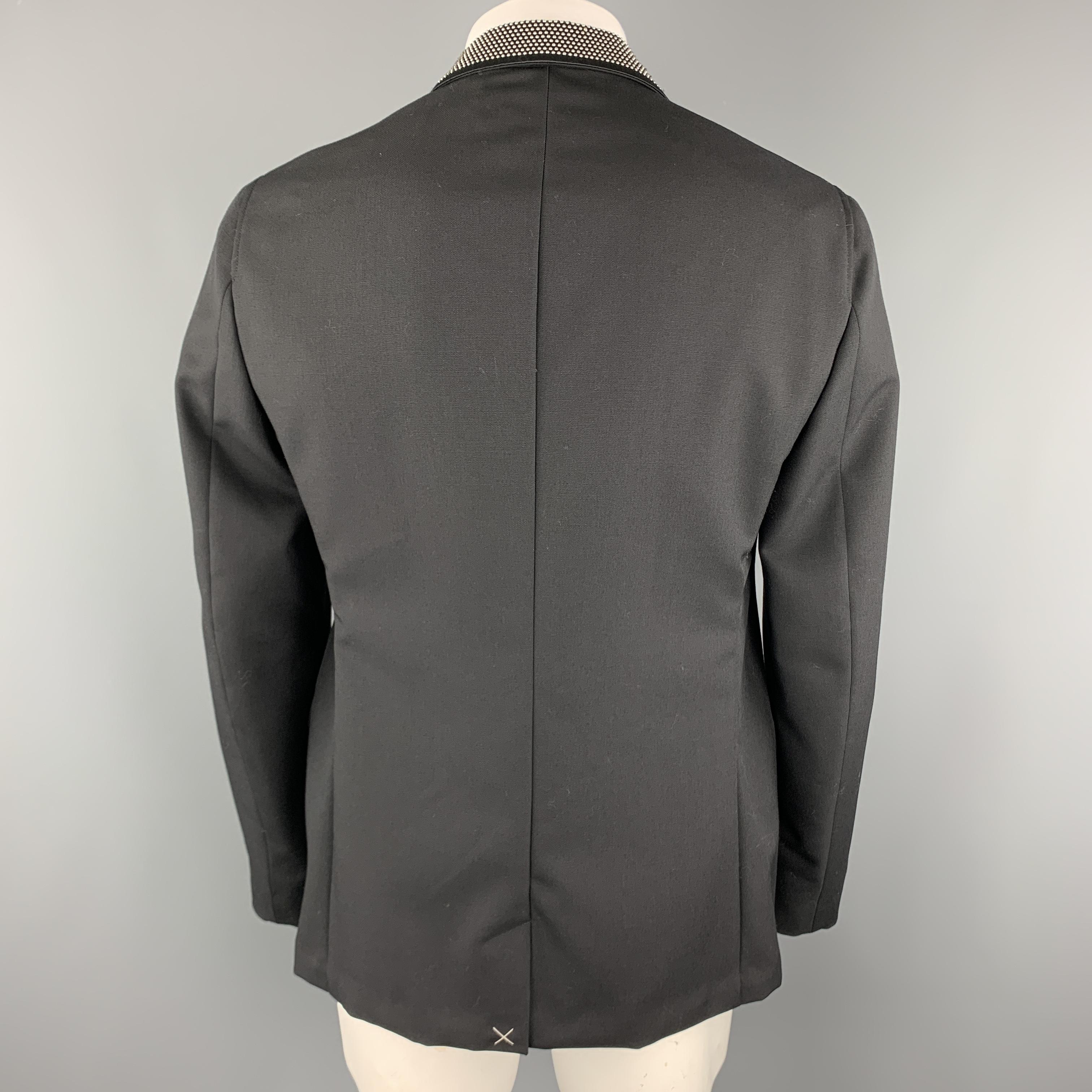 Men's ALEXANDER MCQUEEN Size 44 Black Studded Lapel Wool / Mohair Sport Coat