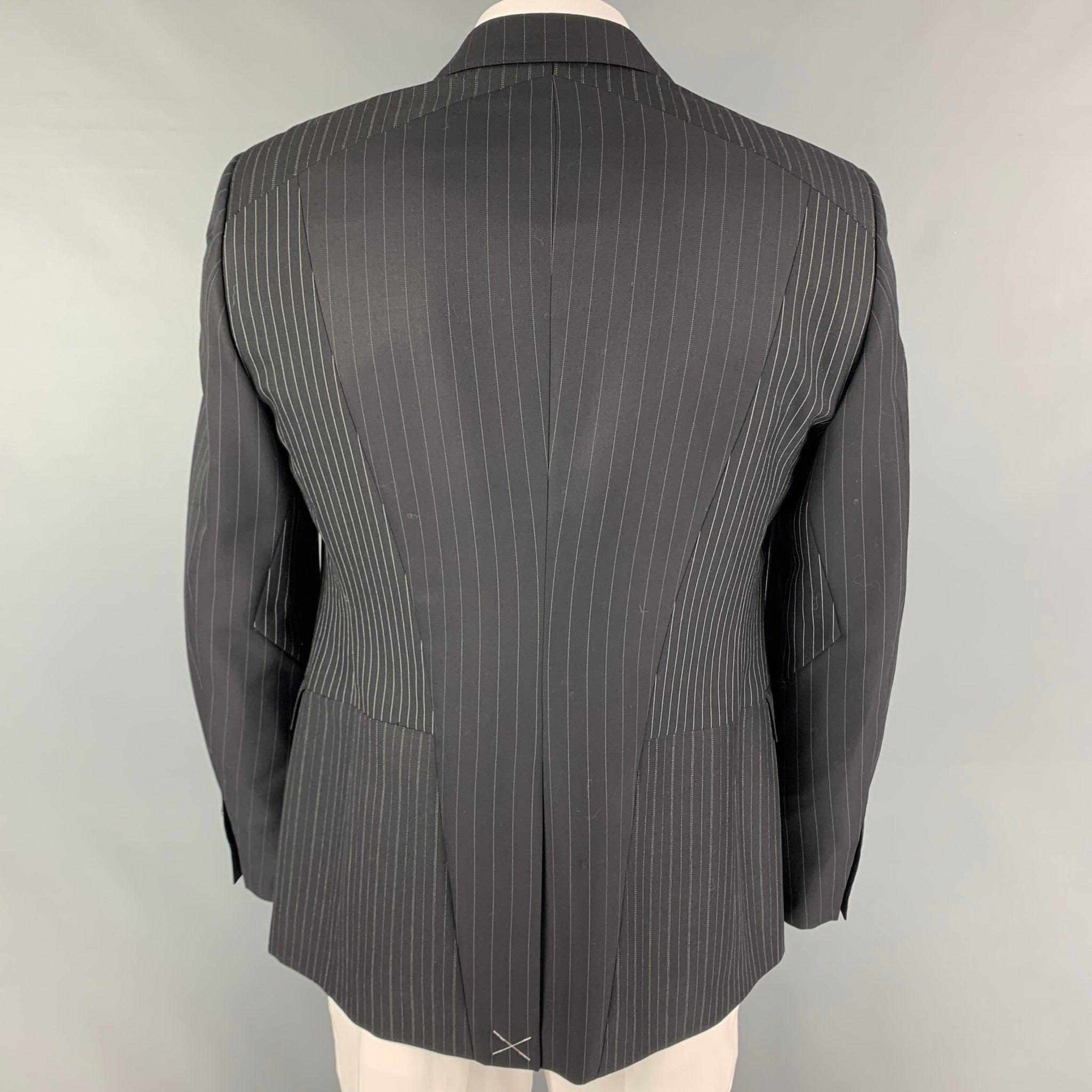 ALEXANDER MCQUEEN Size 44 Black White Patchwork Wool Sport Coat In Excellent Condition In San Francisco, CA
