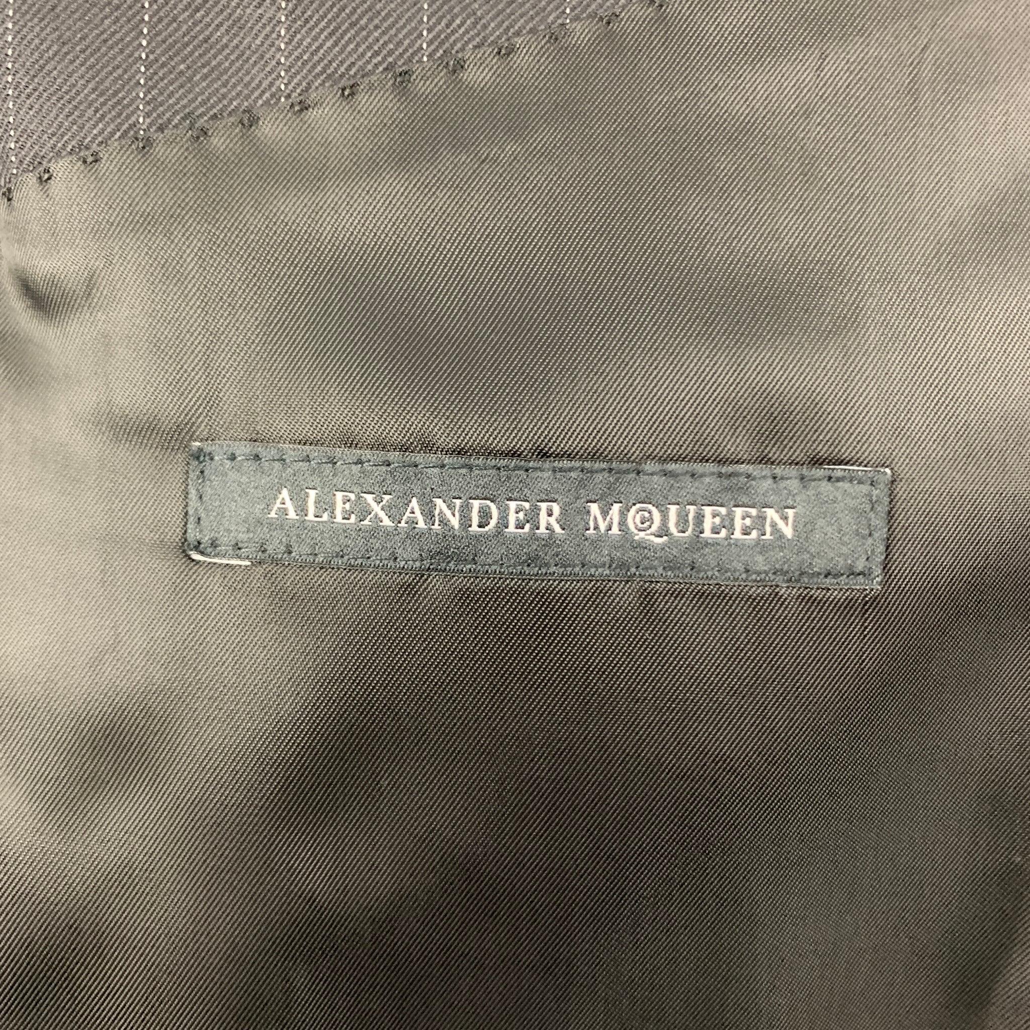ALEXANDER MCQUEEN Size 44 Black White Patchwork Wool Sport Coat 4