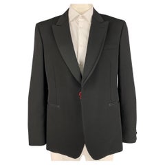 ALEXANDER MCQUEEN Size 44 Black Wool Peak Lapel Sport Coat