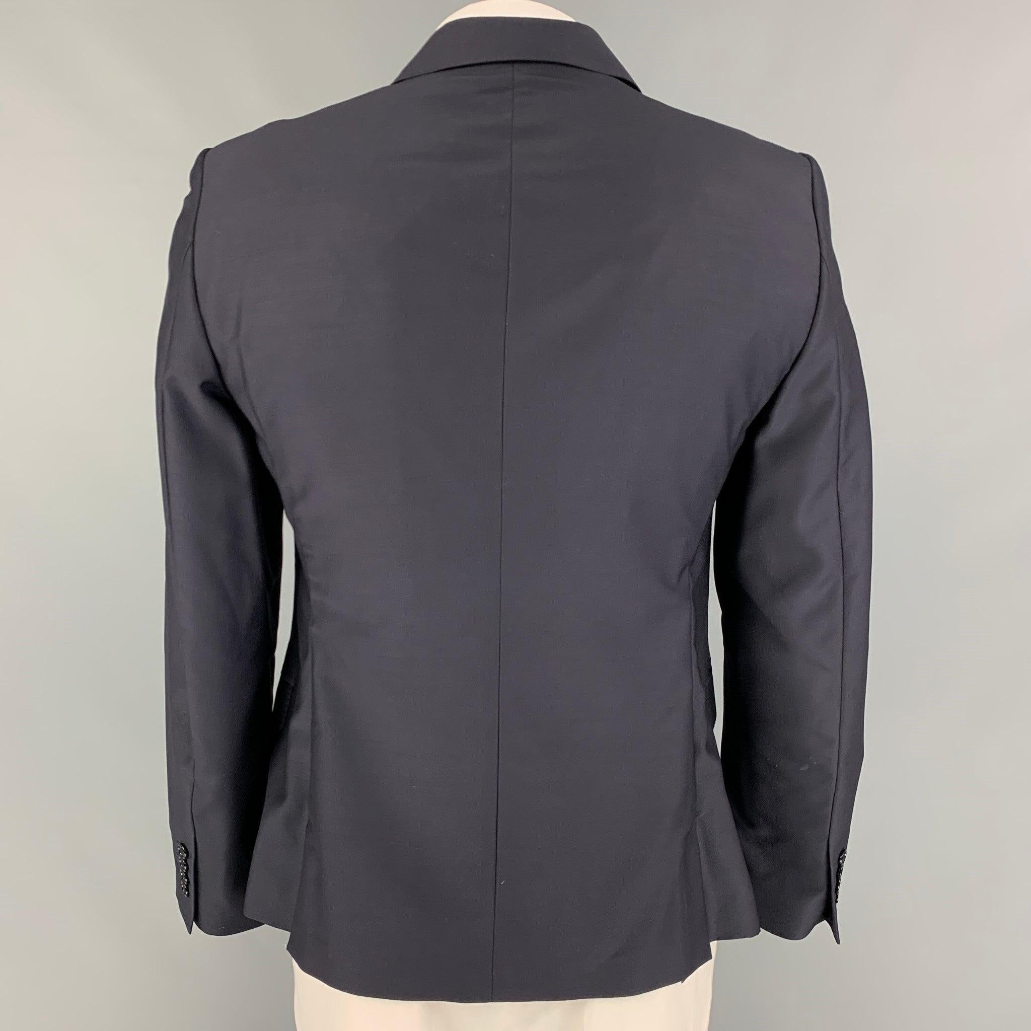 ALEXANDER MCQUEEN Size 44 Navy Patches Wool Viscose Blend Sport Coat In Good Condition For Sale In San Francisco, CA