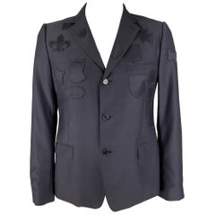 ALEXANDER MCQUEEN - Manteau de sport bleu marine en mélange de laine et de viscose, taille 44