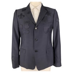 ALEXANDER MCQUEEN Size 44 Navy Patches Wool Viscose Blend Sport Coat