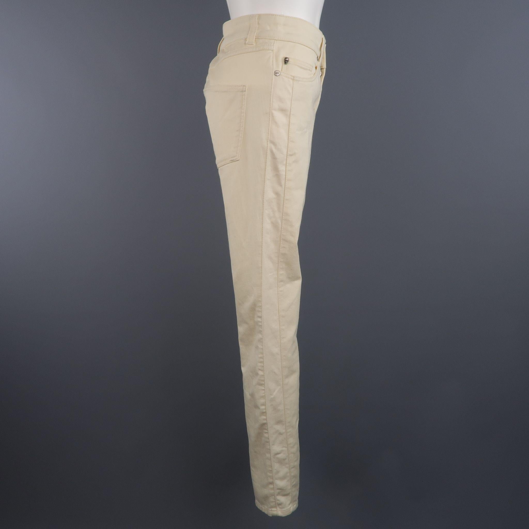 Women's ALEXANDER MCQUEEN Size 6 Beige Denim Side Stripe Skinny Jeans